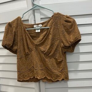 Urban Romantics Tan Eyelet Blouse